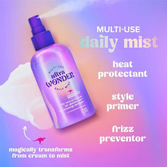 Aussie Ultra Wonder Daily Mist Lightweight Multi-Use Detangler, silicone-free, for All Hair Types and Curls, 7.6oz