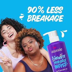Aussie 3 Minute Miracle Moist Deep Conditioner for Dry Hair, Avocado & Jojoba Oil, Safe for Color Treated Hair, Nourishing Hydration, Silky Shine, Paraben-Free, 16 Fl Oz Each (Pack of 6)